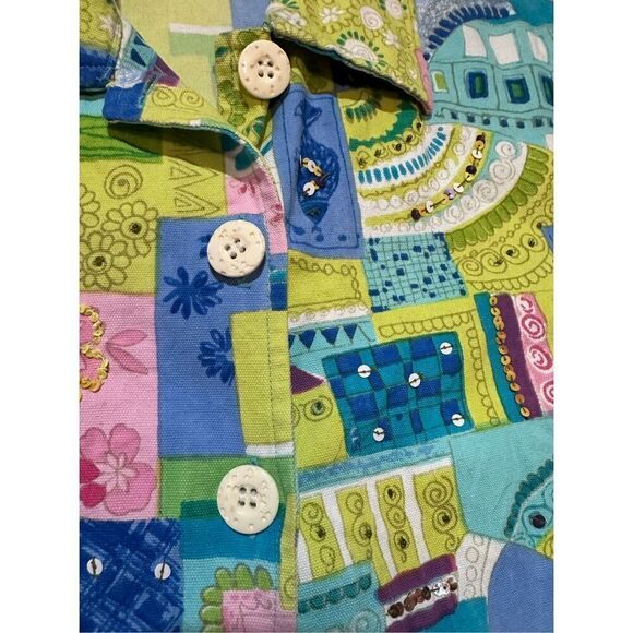 Life Style Petite Women's Boho Embellished Pastel Color Denim Jacket Small - Picture 8 of 10